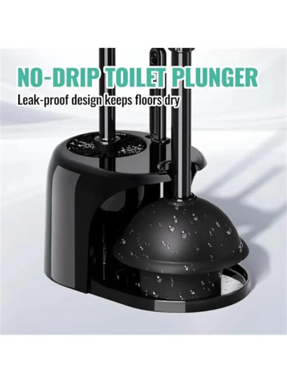 Toilet Brush Plunger Set Bathroom Cleaning Kit Holder Crevice Brush Black 3 Pcs